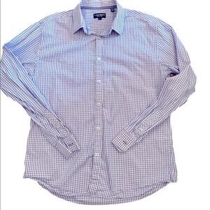 J Maverick New York Shirt Mens L Pink Blue Plaid Button Up Long Sleeve Casual